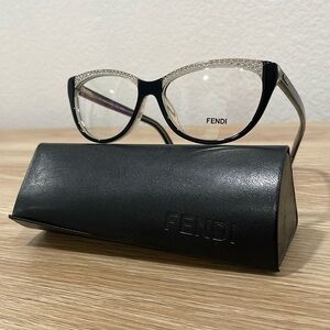 Fendi cateye black frames with rhinestones
